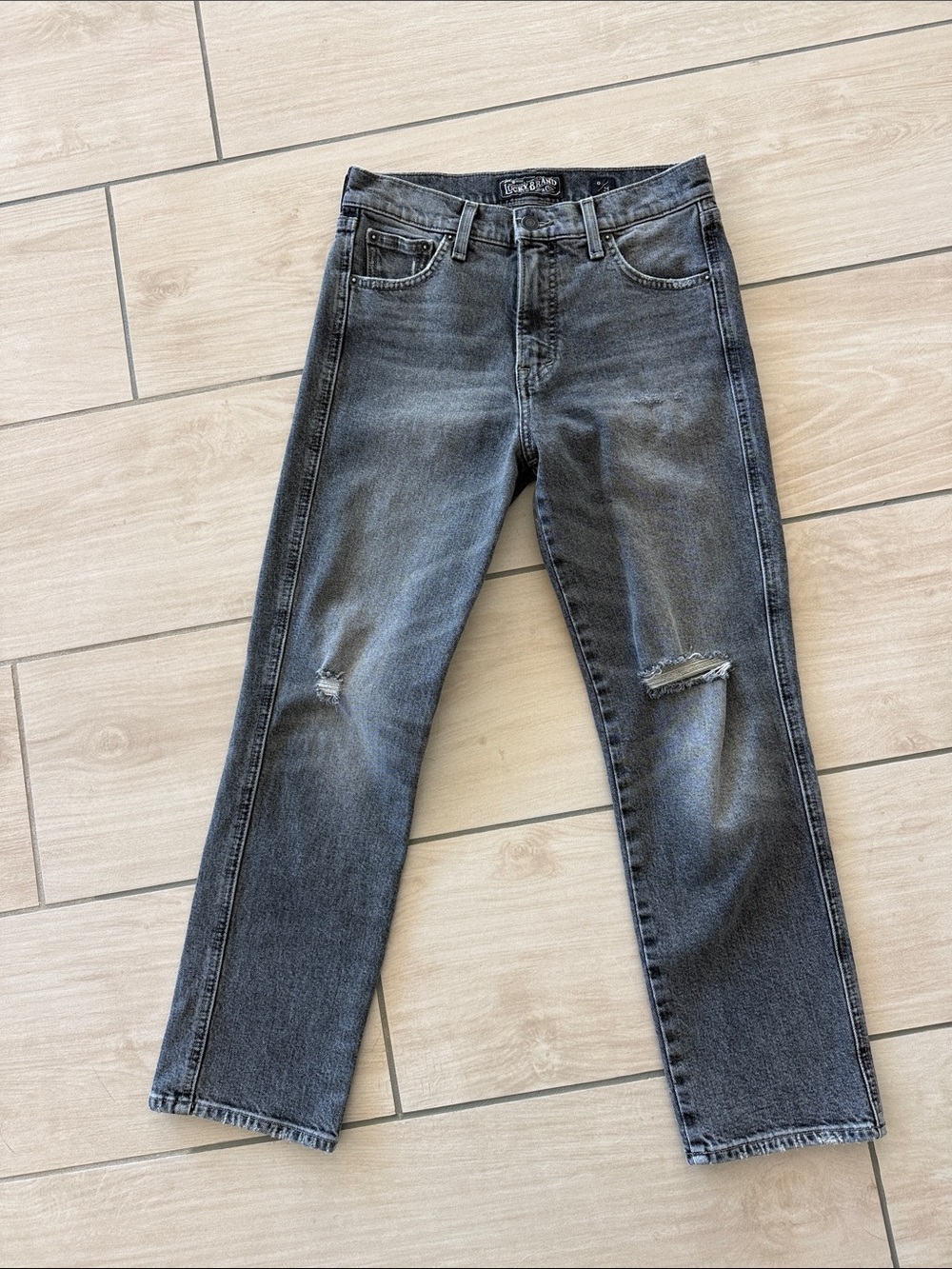 Lucky Brand Authentic Straight Cropped 0/25 Gray Black Jeans